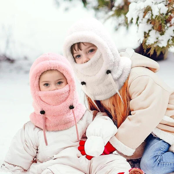 🎉 Neck Warmer Hat🎉Windproof Thermal Kids Full Face Mask with Detachable Hood