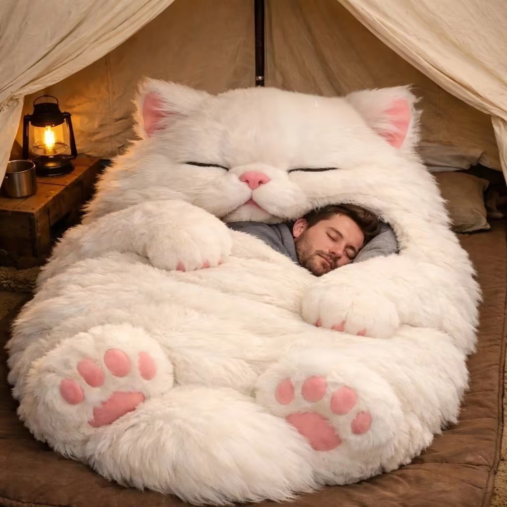 ⏰🐱 Fluffy cat sleeping bagy💤