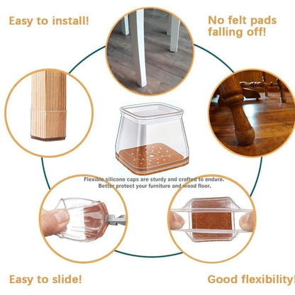 Square Chair Leg Protectors for Hardwood Floor Fits All Shape Chair Mat for Wood and Tile Floors.