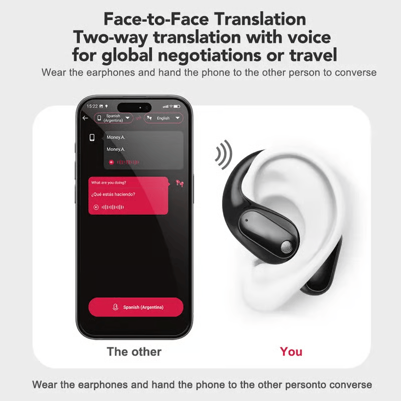 Translation Earbuds, Supports Real-Time Translation in 135 Languages With APP, Bluetooth 5.42 Earphones