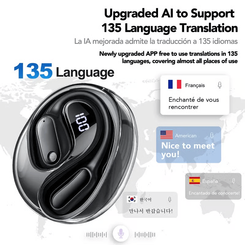 Translation Earbuds, Supports Real-Time Translation in 135 Languages With APP, Bluetooth 5.42 Earphones
