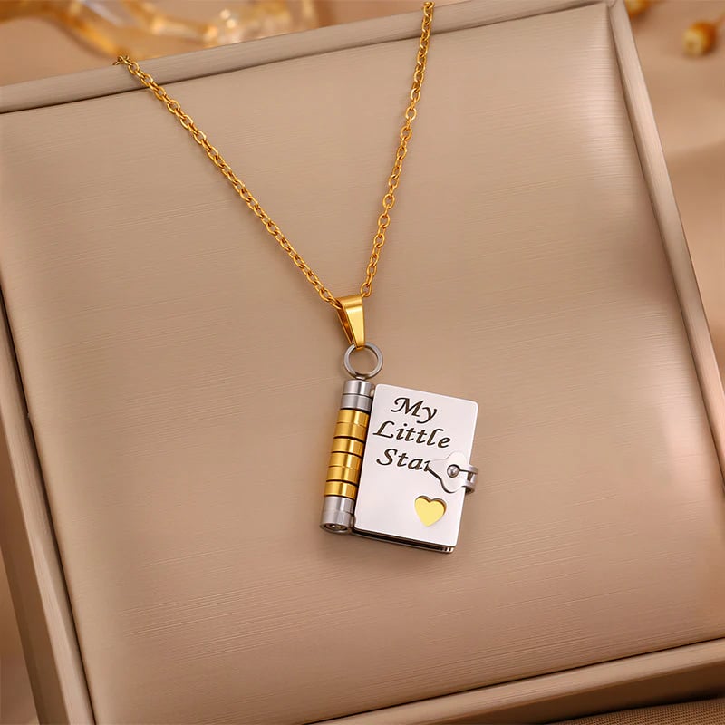 My Little Star Book Necklace for Daughter, Birthday Day Gift Graduation Jewelry of Love