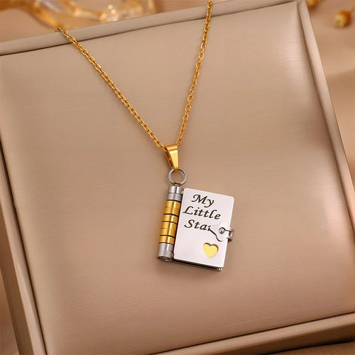 My Little Star Book Necklace for Daughter, Birthday Day Gift Graduation Jewelry of Love