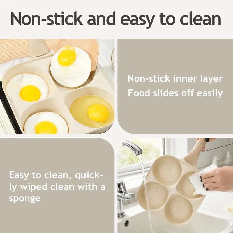 🔥Non-stick Egg Frying Pan, 4 Holes Skillet With Handle