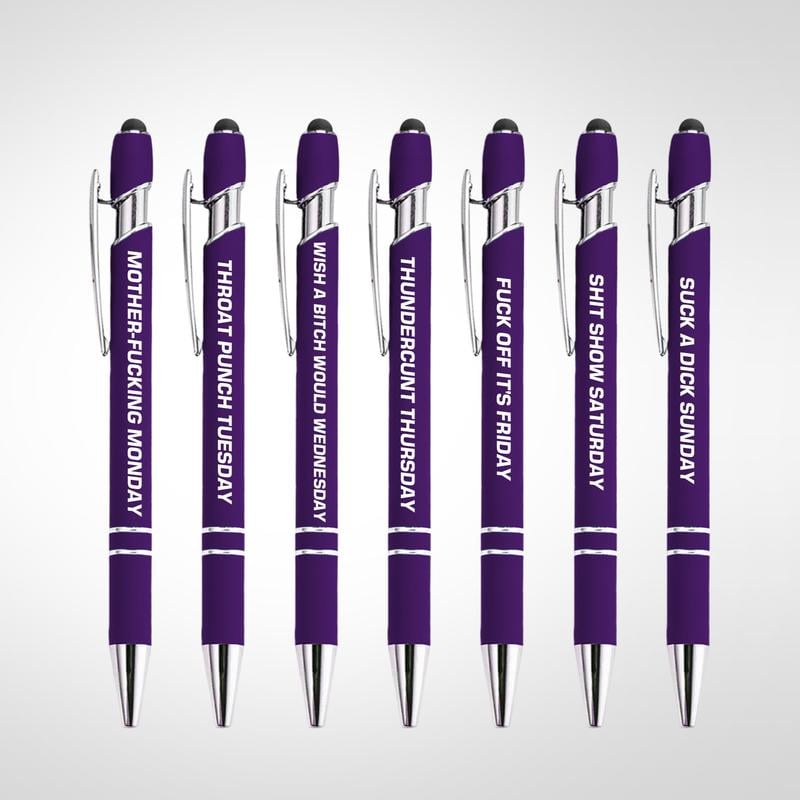 🔥💝Funny Stress-Relief Daily Quotes Metal Ballpoint Pen Set (7 Pcs) | 🎁Office Christmas Gift Exchange