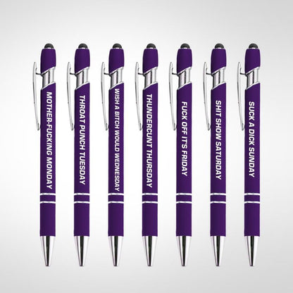 🔥💝Funny Stress-Relief Daily Quotes Metal Ballpoint Pen Set (7 Pcs) | 🎁Office Christmas Gift Exchange