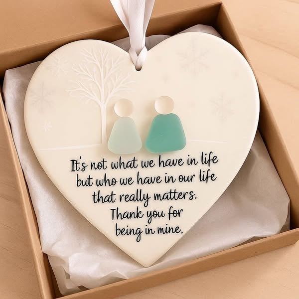 🌊Heart-Shaped Sea Glass Friendship Decor💝✨ Shaped by Nature & Crafted by Hand!