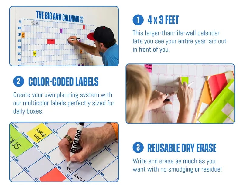 🔥 📅The Big A## 2026 Wall Calendar - Flexible Dry-Erase Material ✍️Design Your Amazing Year!🏃