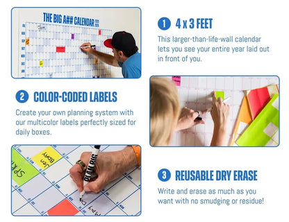 🔥 📅The Big A## 2026 Wall Calendar - Flexible Dry-Erase Material ✍️Design Your Amazing Year!🏃