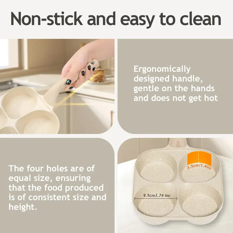 🔥Non-stick Egg Frying Pan, 4 Holes Skillet With Handle