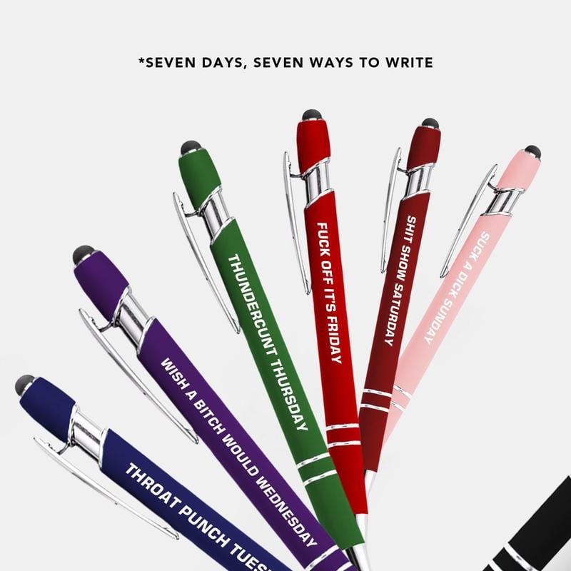 🔥💝Funny Stress-Relief Daily Quotes Metal Ballpoint Pen Set (7 Pcs) | 🎁Office Christmas Gift Exchange