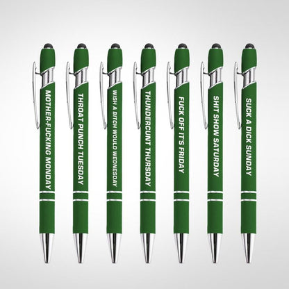 🔥💝Funny Stress-Relief Daily Quotes Metal Ballpoint Pen Set (7 Pcs) | 🎁Office Christmas Gift Exchange