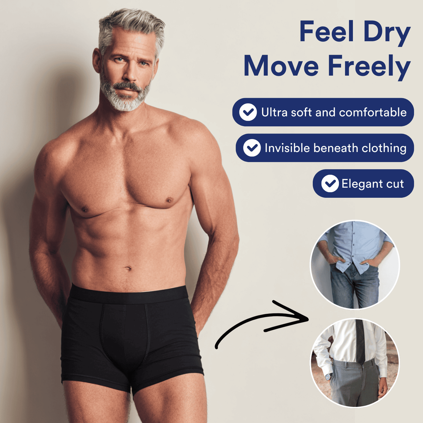 Tiktrove Men’s Ultra‑Absorbent Incontinence Boxer Briefs Set of 3