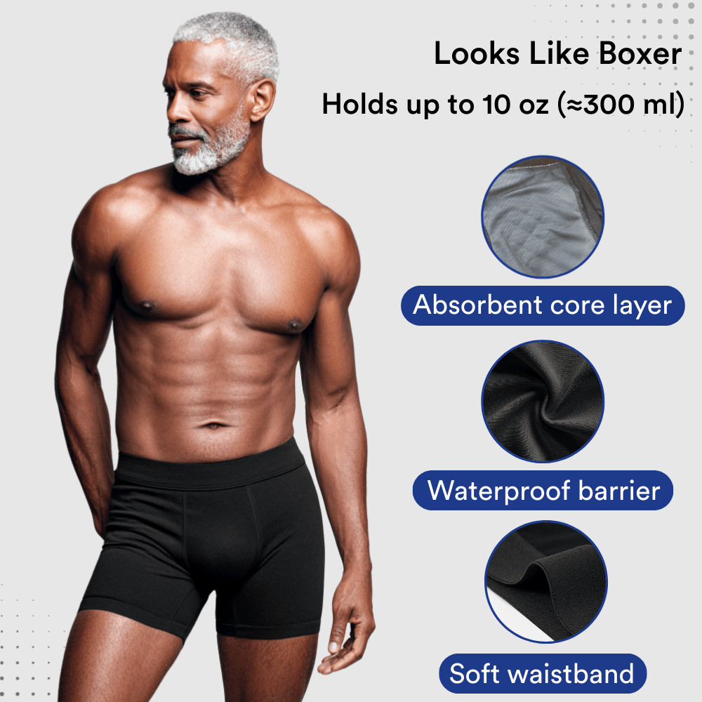 Tiktrove Men’s Ultra‑Absorbent Incontinence Boxer Briefs Set of 3