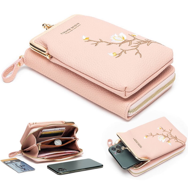 🔥 🎁Women Sling Cross-Body Wallet with Mobile Cell Phone Holder