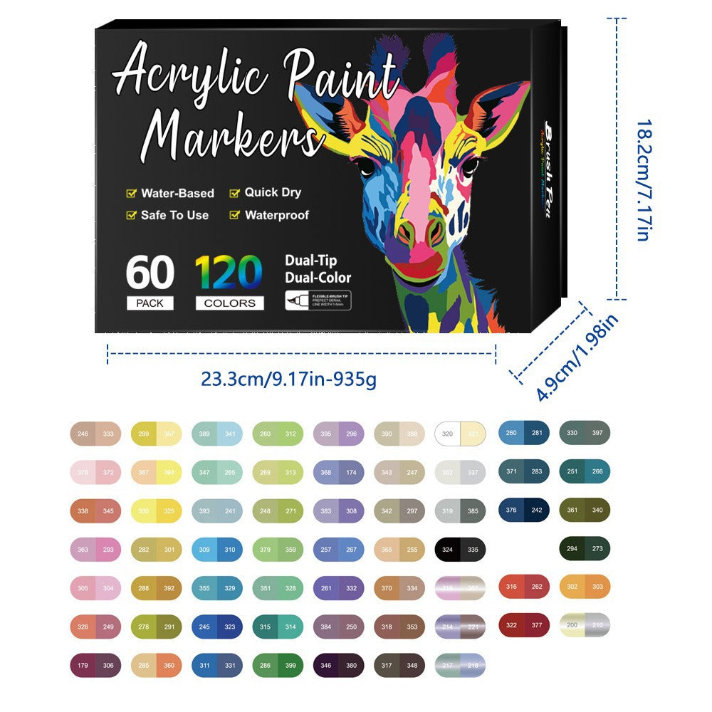 Dual Tip Acrylic Paint Pen Marker - 24/48/72/120 Colors