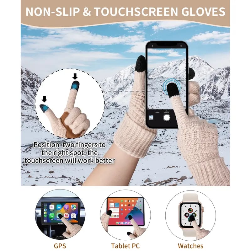 Winter Beanie Hat Scarf  🧣 Touchscreen Gloves Set for Women Men, Warm Accessories Perfect 3 PCS Birthday Gift🎁