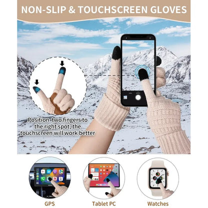 Winter Beanie Hat Scarf  🧣 Touchscreen Gloves Set for Women Men, Warm Accessories Perfect 3 PCS Birthday Gift🎁