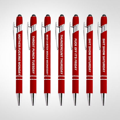 🔥💝Funny Stress-Relief Daily Quotes Metal Ballpoint Pen Set (7 Pcs) | 🎁Office Christmas Gift Exchange