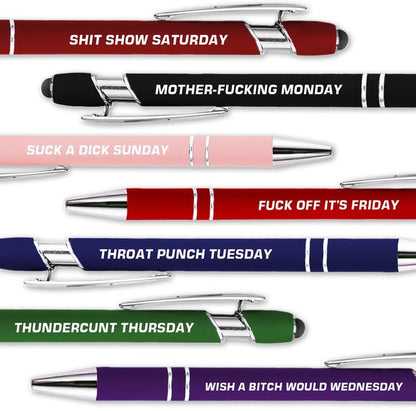 🔥💝Funny Stress-Relief Daily Quotes Metal Ballpoint Pen Set (7 Pcs) | 🎁Office Christmas Gift Exchange