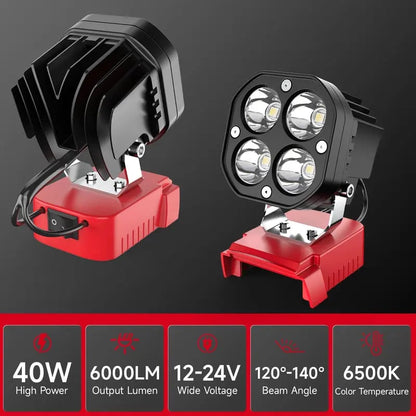 LED Work Light Compatible with Milwaukee 18V Battery