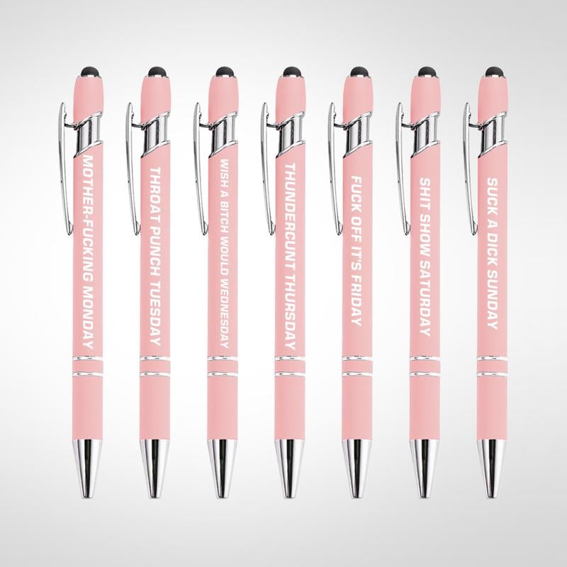 🔥💝Funny Stress-Relief Daily Quotes Metal Ballpoint Pen Set (7 Pcs) | 🎁Office Christmas Gift Exchange