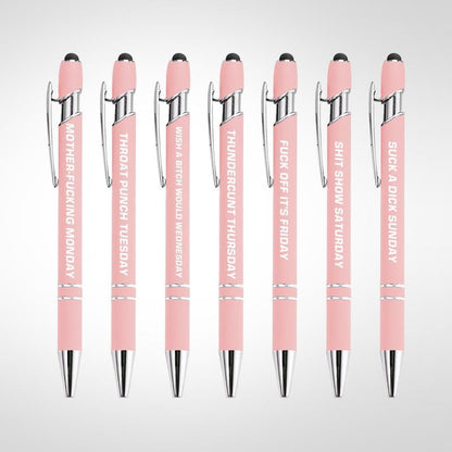 🔥💝Funny Stress-Relief Daily Quotes Metal Ballpoint Pen Set (7 Pcs) | 🎁Office Christmas Gift Exchange