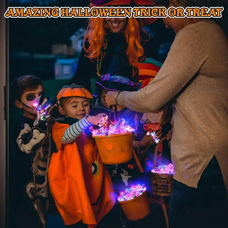 🔥 Halloween 50Pcs LED glowing ring(Featuring 18 creepy-cute shapes)