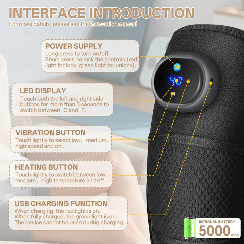 🎁🔥3-in-1 Heated Knee Massager with Vibration - 3 Heat/3 Massage Modes