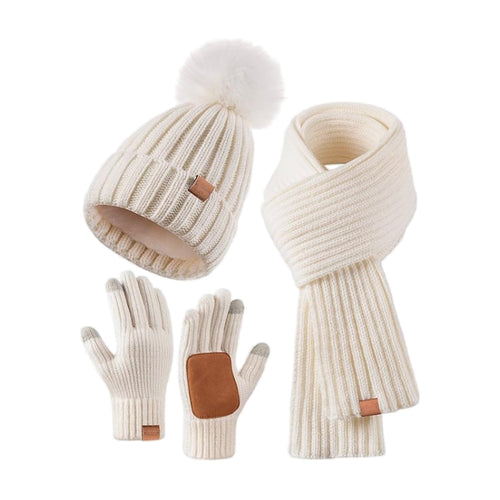 Winter Beanie Hat Scarf  🧣 Touchscreen Gloves Set for Women Men, Warm Accessories Perfect 3 PCS Birthday Gift🎁