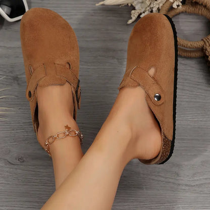 Women's Comfortable Slippers Suede Leather Cork Footbed