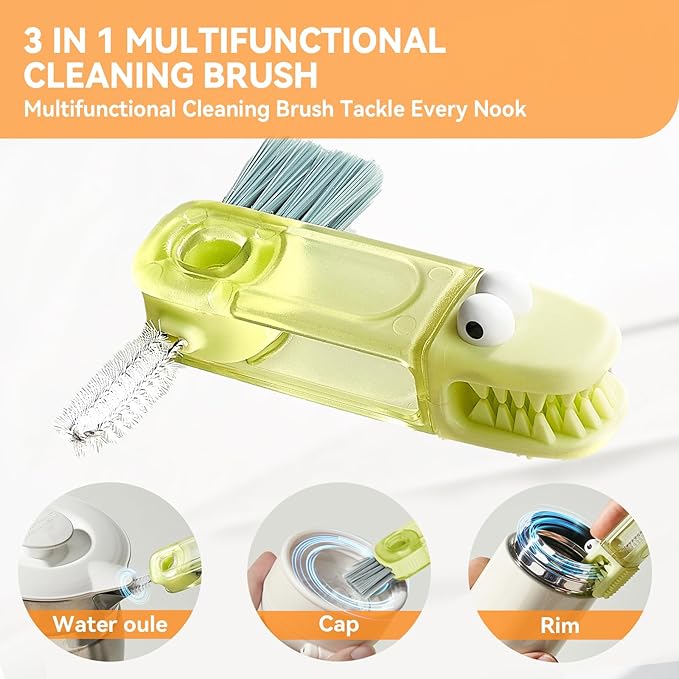 ✨3-in-1 Crocodile Brush 🐊  Deep Cleaning for Narrow Cup Lids & Tableware Gaps 🧼