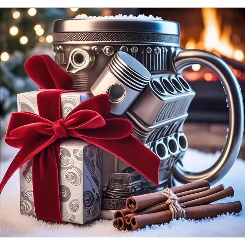 Stainless Steel Mug - V8 Engine Design
