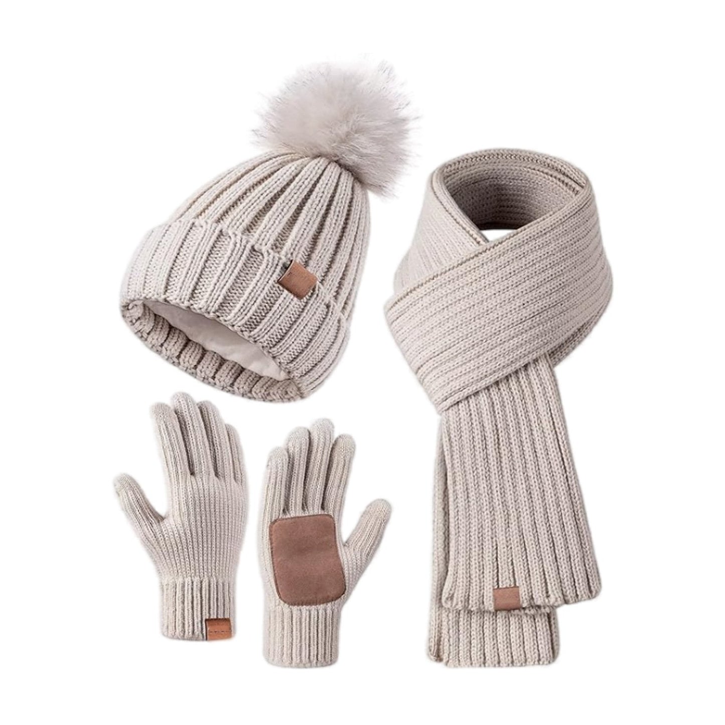 Winter Beanie Hat Scarf  🧣 Touchscreen Gloves Set for Women Men, Warm Accessories Perfect 3 PCS Birthday Gift🎁