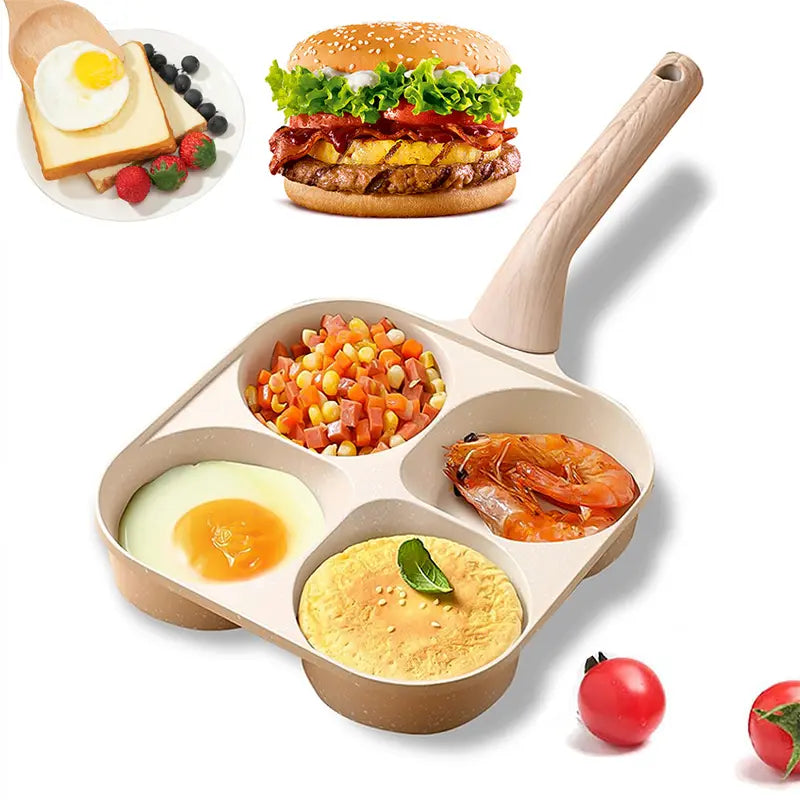 🔥Non-stick Egg Frying Pan, 4 Holes Skillet With Handle