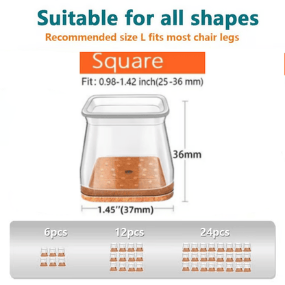 Square Chair Leg Protectors for Hardwood Floor Fits All Shape Chair Mat for Wood and Tile Floors.