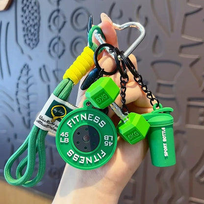 Creative Mini Gym Barbell Plate Keychain