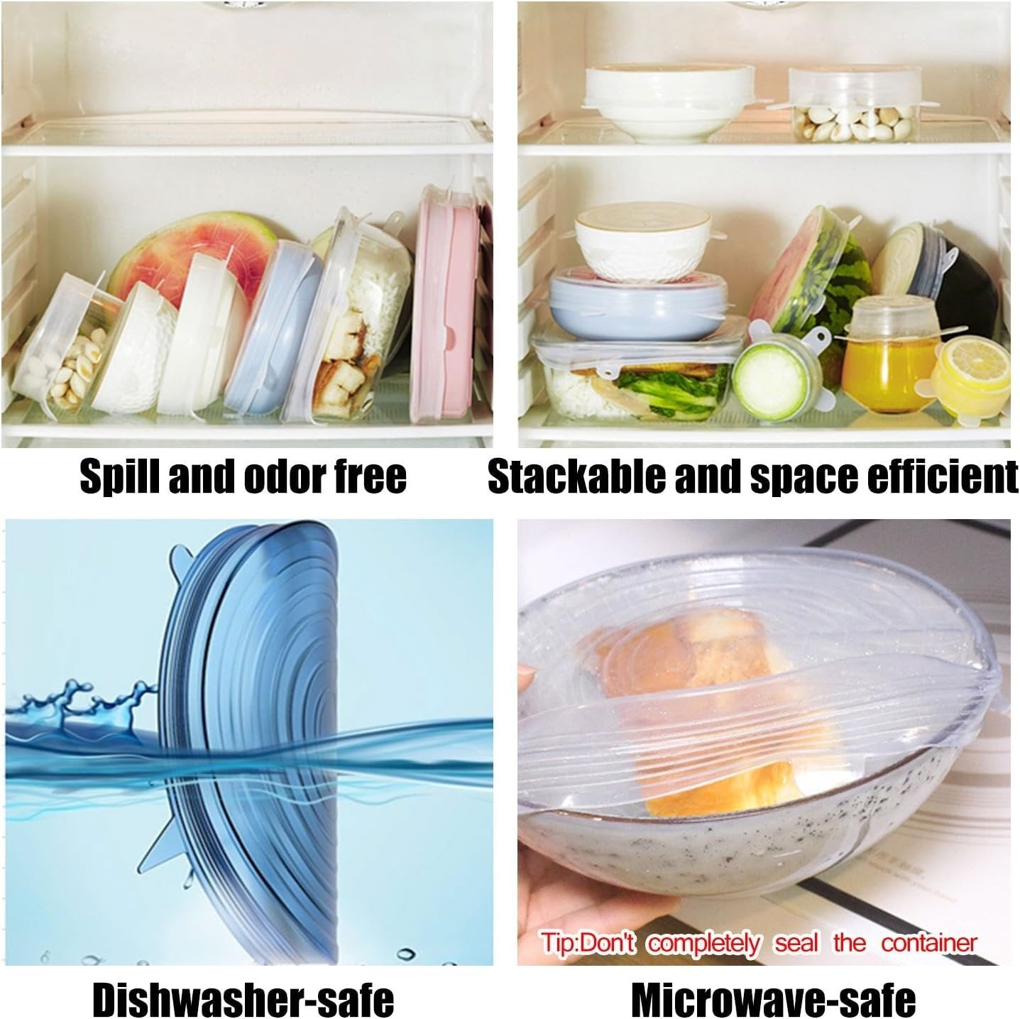 Silicone Cover Stretch Lids Reusable Airtight Food Wrap Covers