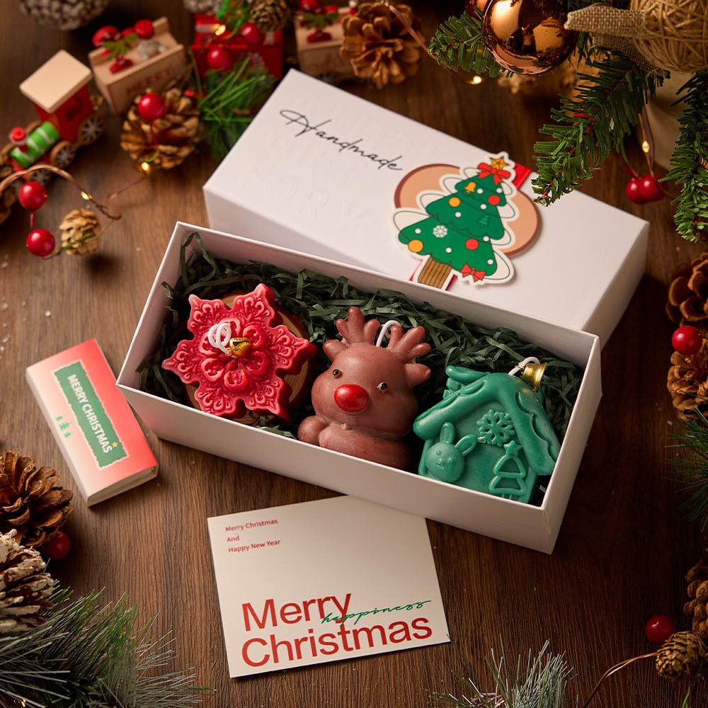 🕯️Cute Festive Scented Candles | Handmade Christmas Gift Set - Aromatherapy & Perfect Holiday Decor