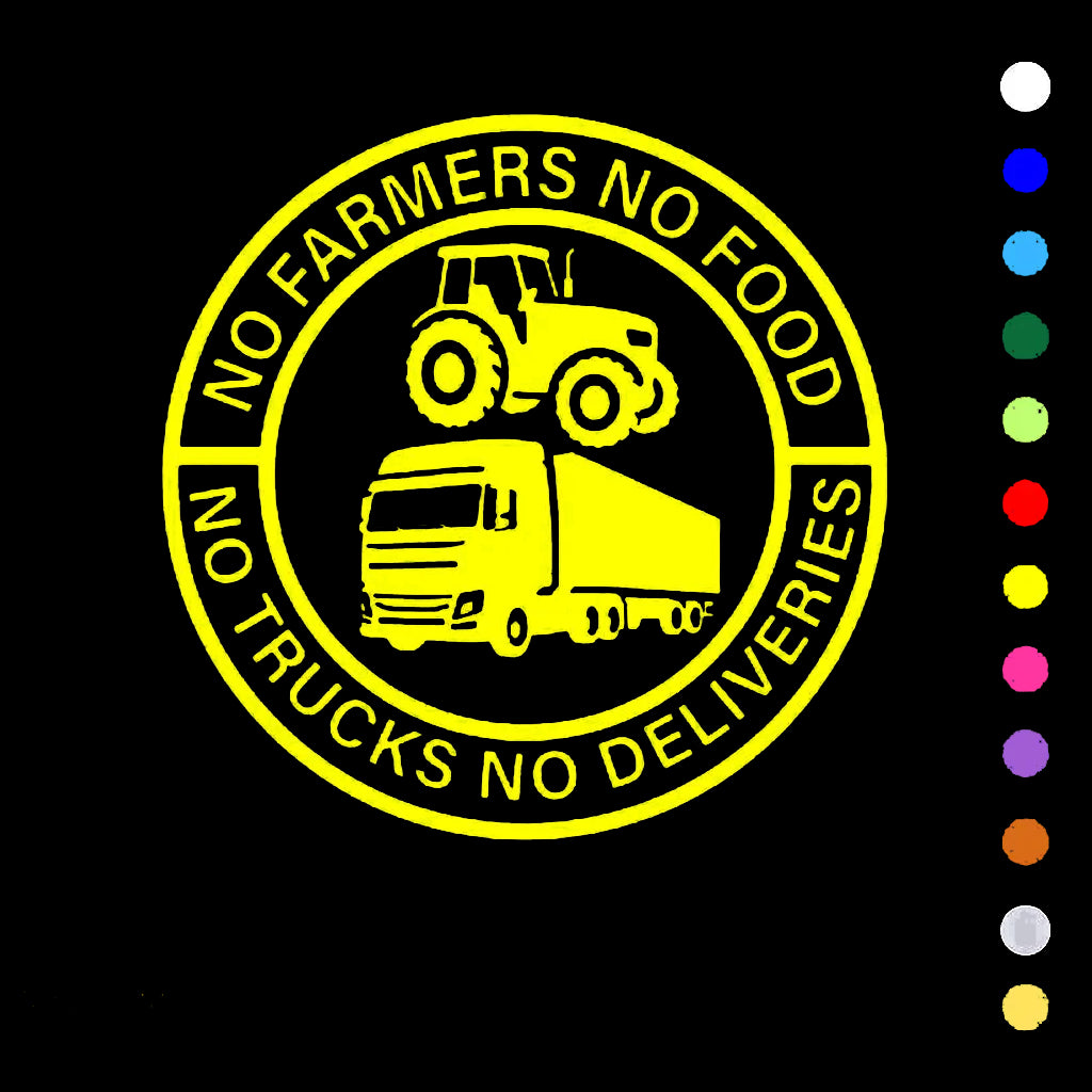 🔥No Farmers No Food No Trucks No Deliveries Vinyl Sticker – 140mm Decal(2 pcs)