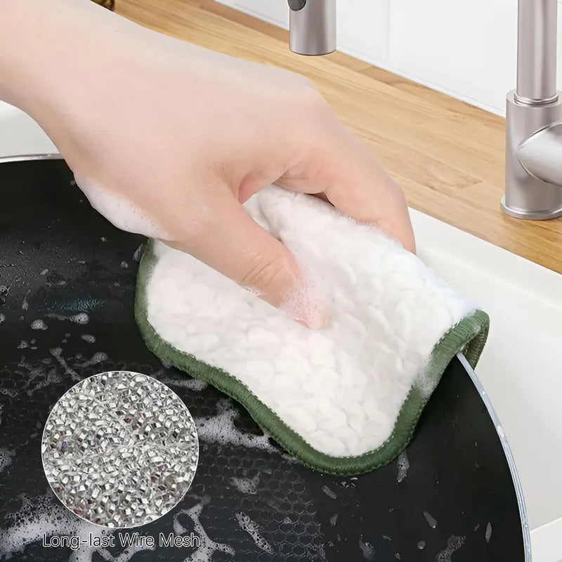 10 Pcs Multipurpose Wire Dishwashing Rags for Wet and Dry, Double Sided Wire Washing Cloth
