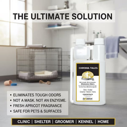 Kennel Odor Eliminator 🍑  Concentrate – Non-Enzymatic, Apricot & Fresh Scents for Tough Pet Odors