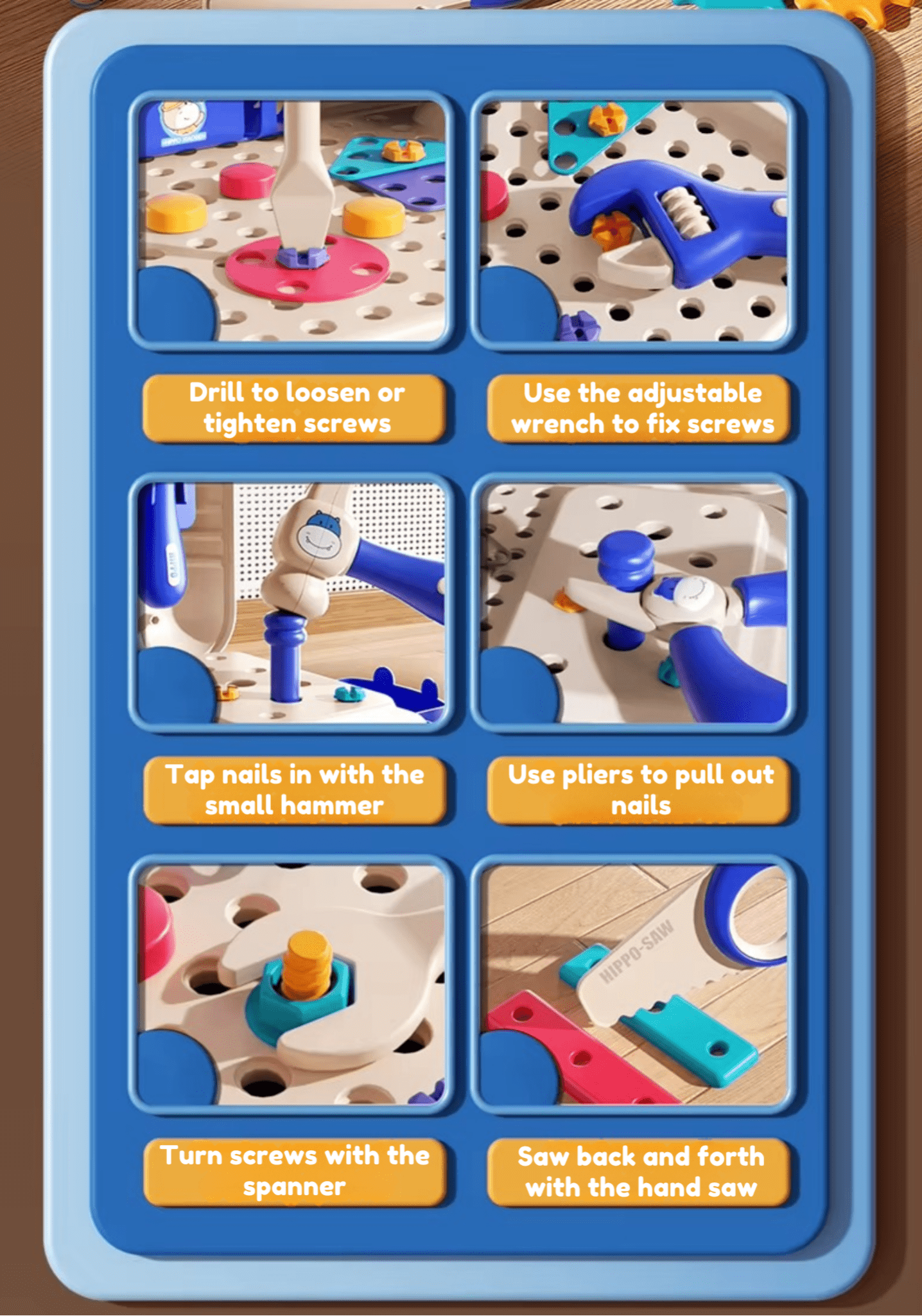 Hippo All-in-one Tool Hub DIY Montessori Tool Box Set
