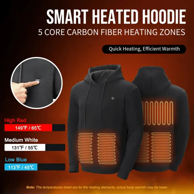 Smart Heated Hoodie! 🧥🔥 5 Heat Zones, Adjustable Temp & Ultra-Comfort! ❄️